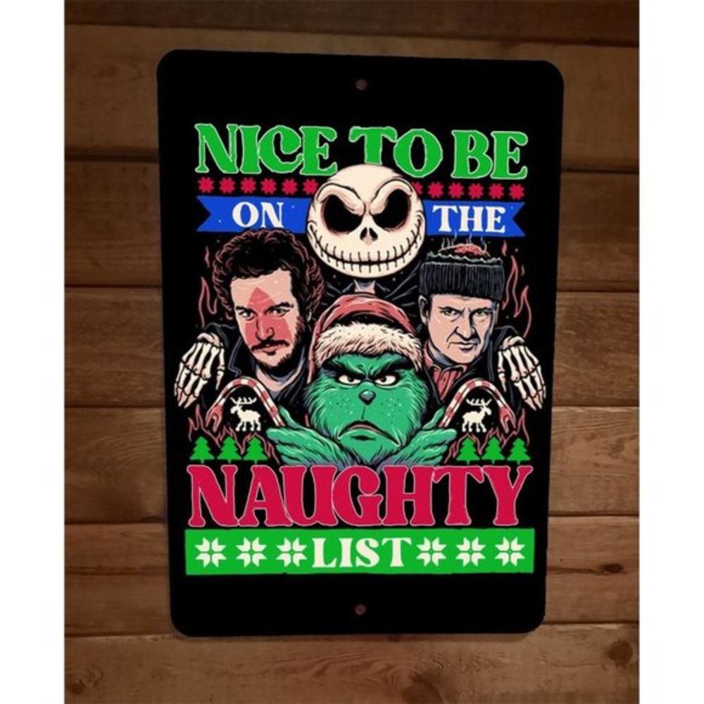 Christmas Nice to‎ be on the Naughty List Grinch Wet Bandits 8x12 Metal Poster